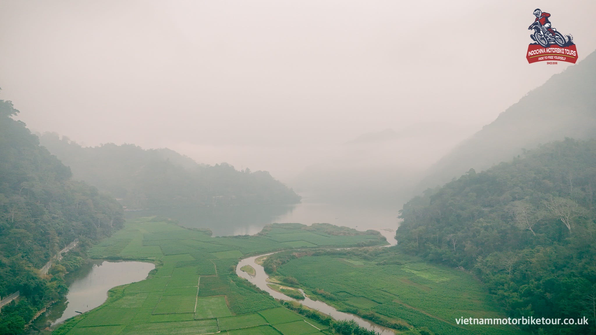 TOXIC VIETNAM DIRT MOTORCYCLE TOUR TO HA GIANG ba be lake from flycam 3 - TOXIC VIETNAM DIRT MOTORCYCLE TOUR TO HA GIANG